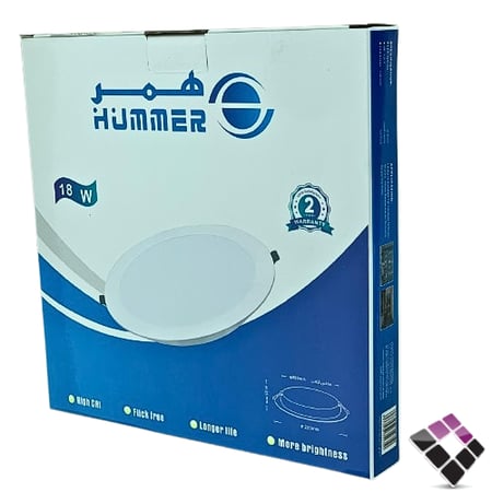 كشاف LED بنل داخلي 8"× 20 سم همر HUMMER جرم أبيض إضاءة 6500K أبيض 18W رقم HU1616