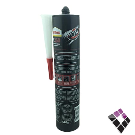 معجون سلكون Pattex باتكس الماني متعدد الاستخدامات يثبت الأصناف الثقيلة 350 kg مثل خشب+معادن+سيراميك داخلي أو خارجي سطح ناشف لون أبيض PL250