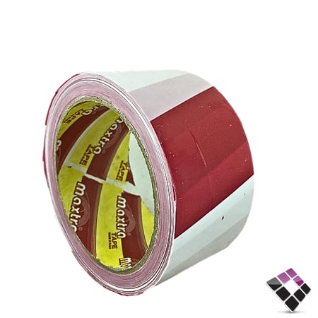 شريط تحذيري MAXTRA سعودي لون أحمر +أبيض  2"×100متر