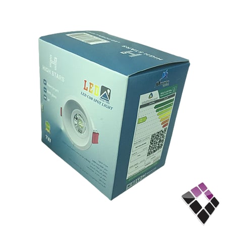 كشاف LED سبوت لايت ثابت 7 سم HIGH STARS مدور جرم أبيض مانع توهج عدسة COB إضاءة 3000Kأصفر 7W