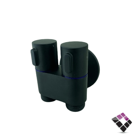 محبس زاوية مزدوج 2×1 نحاس مطلي لون أسود ORISA صيني 1/4 فتحة رقم 70091