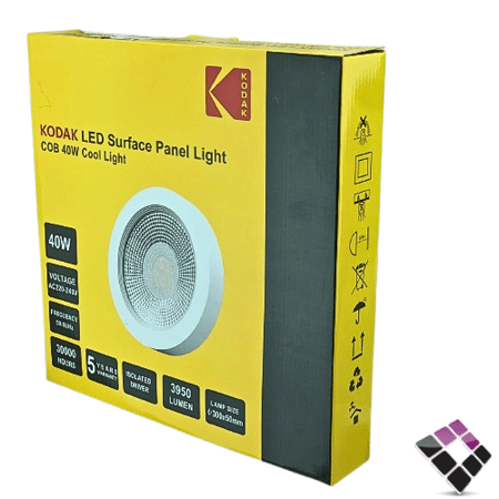 كشاف LED خارجي لطش عدسة COB كوب KODAK إضاءة 6500Kأبيض 30 سم 12"×40W رقم KSPL-COB-40-6500