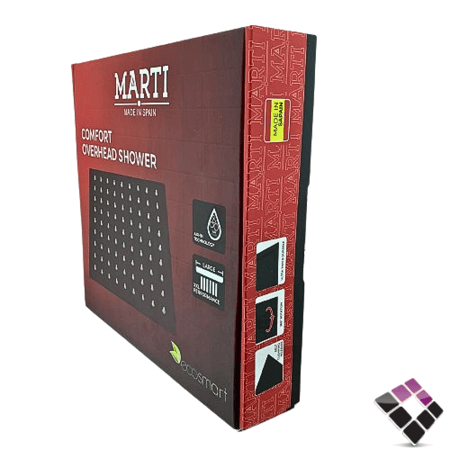 طاسة دش مطري MARTI اسباني مربعة استل SUS316 مطلي أسود + فتحات ربل 30×30