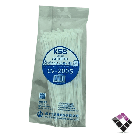 حزام كابل بلاستيك KSS تايوان لون أبيض رقم CV-200S