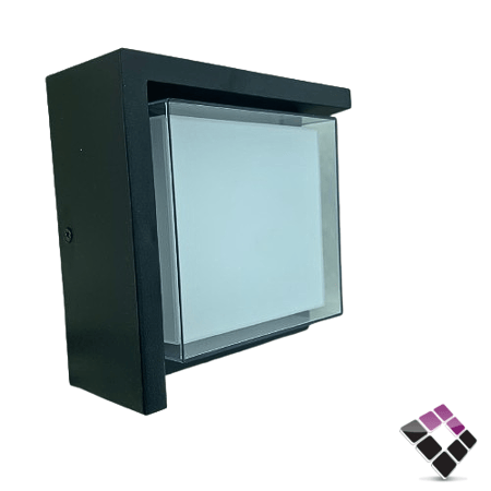 كشاف سور LED خارجي همر HUMMER صيني جرم أسود بلاستيك مربع إضاءة 3000K أصفر 12W رقم 9356