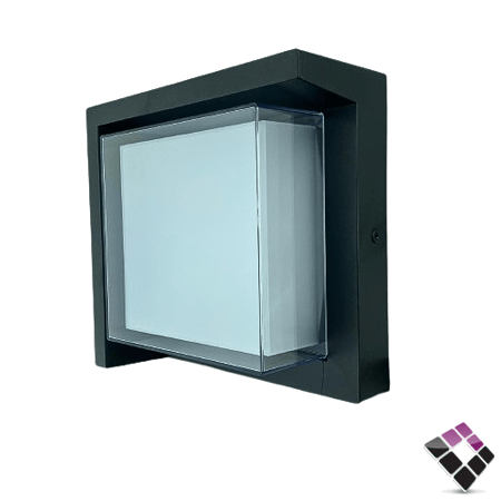 كشاف سور LED خارجي همر HUMMER صيني جرم أسود بلاستيك مربع إضاءة 3000K أصفر 12W رقم 9356