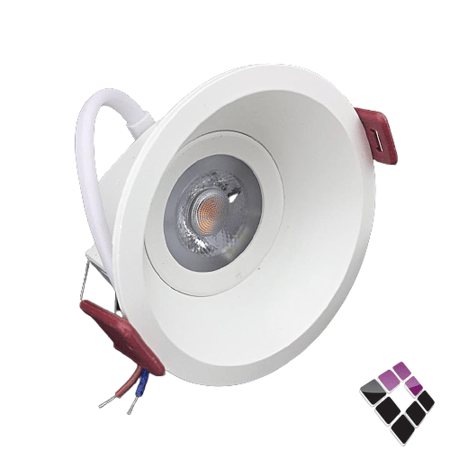 كشاف LED سبوت لايت ثابت 7 سم HIGH STARS مدور جرم أبيض مانع توهج عدسة COB إضاءة 3000Kأصفر 7W