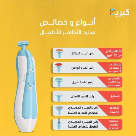 مجموعة مبرد اظافر كهربائي للأطفال | من الولادة حتى الطفولة