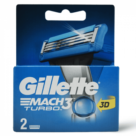 جيليت ماك 3 تربو ثري دي شفرات 2حبة**GILLETTE MACH 3 TURBO 3D RAZOR BLADES 2 PIECES**
