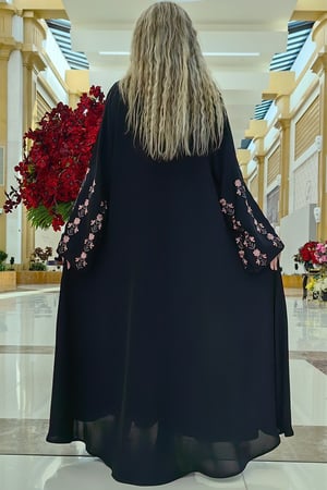 عباية انترنت  بتطريز ورود