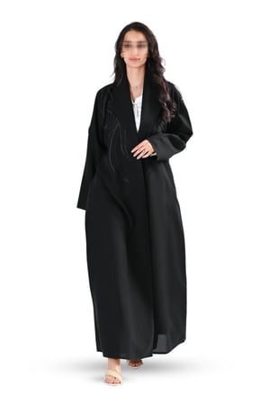 عباية كريب بتطريز اسود