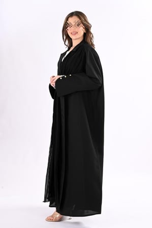 عباية كريب مع قماش مكسر