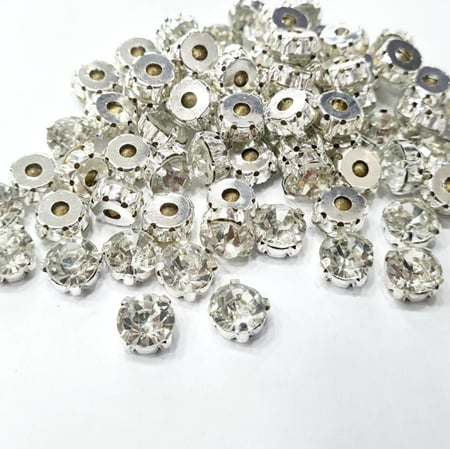 فصوص كريستال مدور بقاعده مقاس 10 ملم