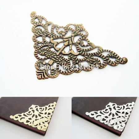 زوايا الكتب والصناديق فضي وذهبي درزن 12 حبه