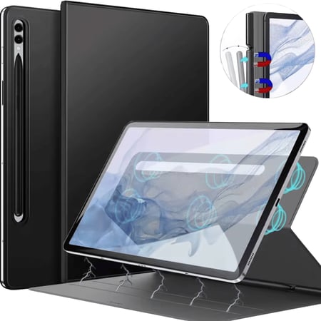 كفر تابلت سامسونج مغناطيسي رفيع لجميع إصدارات Galaxy Tab Sمع حامل قلم S-Pen