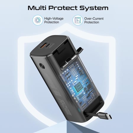 بروميت باور بانك 20000mAh شحن سريع 130 واط USB-C PD مع كابل مدمج وشاشة رقمية