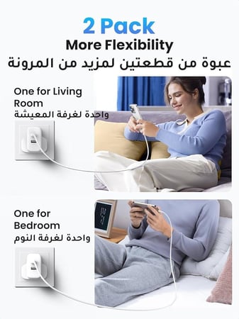 شاحن من يوجرين بتقنية GaN، متوافق مع الهواتف الذكية والأجهزة اللوحية واللابتوب، بمنفذين