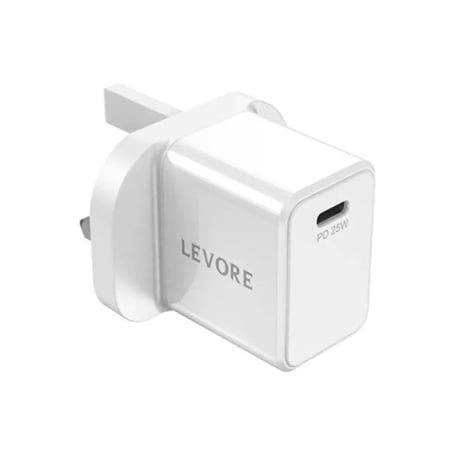 شاحن جداري ليفوري 25 واط منفذ PD - أبيض