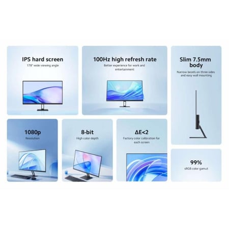 شاشة عرض شاومي A27i بدقة Full HD 1920x1080 بمعدل 100Hz وبحجم 27 انش ELA5347UK - أسود