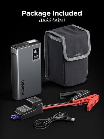 يوجرين 1000A باور بانك لسيارة القفز، 12000mAh المحمولة تعزيز البطارية مع كابلات القفز الذكية LED ضوء شاشة رقمية لمحركات البنزين 6.0 لتر 3.5 لتر الديزل والطوارئ