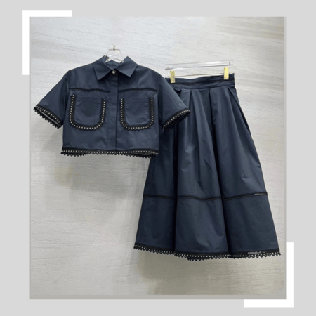 2Pieces Set • Skirt & Top (Navy Blue)
