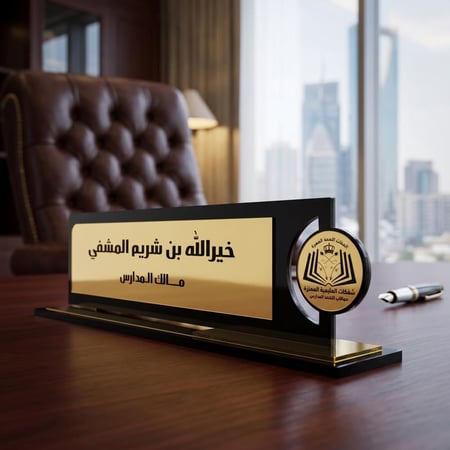 ستاند مكتبي مخصص بالاسم والشعار