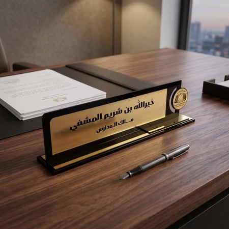 ستاند مكتبي مخصص بالاسم والشعار