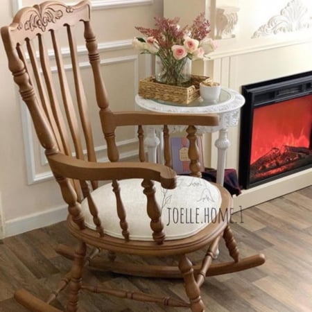 كرسي هزاز خشب زان لون خشبي