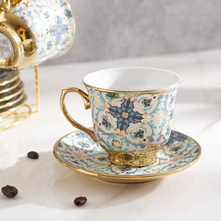 طقم الشاي الذهبي الراقي 14 قطعة