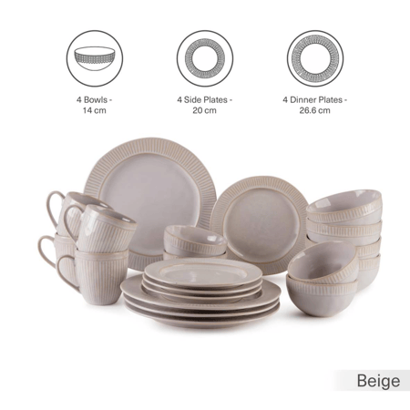طقم سفرة من الخزف الطبيعي (20 قطعة)
