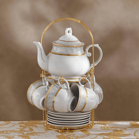 طقم الشاي الذهبي 14 قطعة