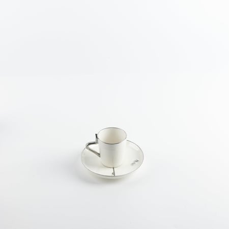 طقم القهوة التركية من مجموعة لقاء - أبيض لؤلؤي و فضي