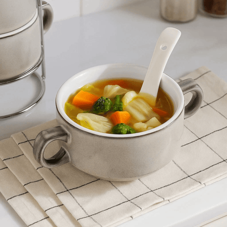 طقم شوربة من الخزف الحجري 15 قطعة