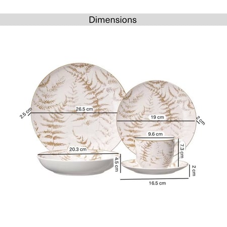 طقم سفرة أبيض بنقوش (30 قطعة)