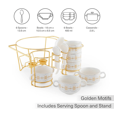 طقم شوربة بنقوش جميلة 15 قطعة
