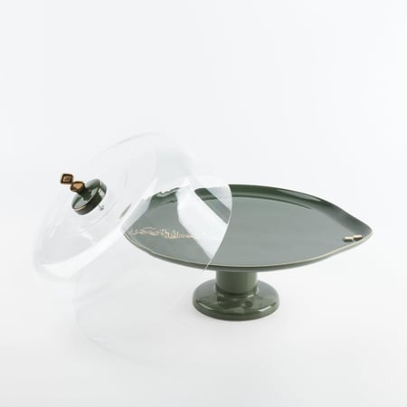 طقم تقديم الكيك 9 قطع من مجموعة لقاء - أخضر و ذهبي