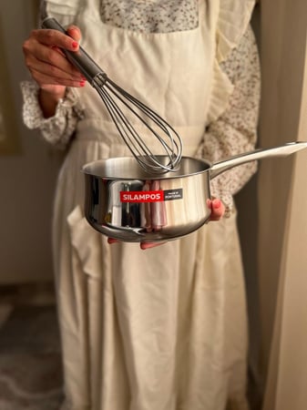 قدر الاستينلس ستيل Classic بغطاء زجاج مع مقبض طويل من سيلامبوس