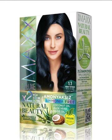 MAXX - صبغة شعر خالية من الأمونيا ( أسود مزرق 1.1 )