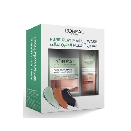 لوريال مجموعة الطين النقي غسول + قناع الوجه