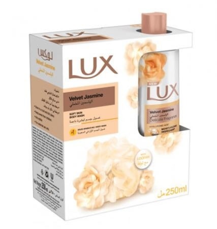 غسول جسم معطر بالياسمين المخملي من لوكس مع ليفة - 250مل