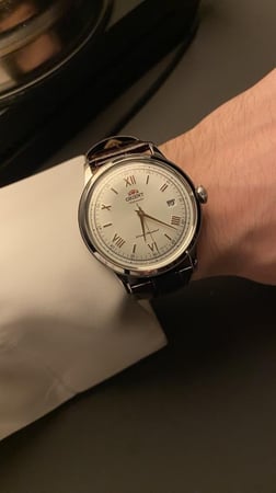 ساعة أورينت - بامبينو كلاسيك ارقام برونزي أبيض