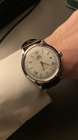 ساعة أورينت - بامبينو كلاسيك ارقام برونزي أبيض