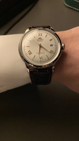 ساعة أورينت - بامبينو كلاسيك ارقام برونزي أبيض