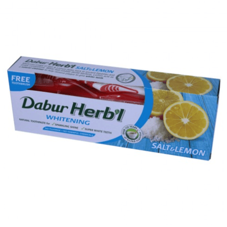 معجون أسنان مبيض ملح وليمون 150مل  من دابر + فرشاة مجانا
