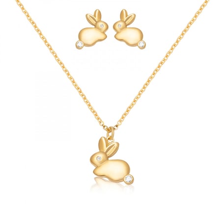 طقم سلسال وأقراط كروت Carrot الذهبي الطبي