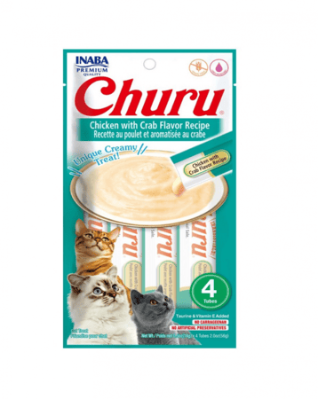 مكافأة هريسة دجاج مع السلطعون 4*14 غرام -إينابا INABA Churu