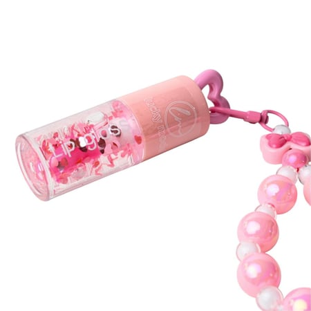 شفاف بلمعة قلوب وردي فاتح
