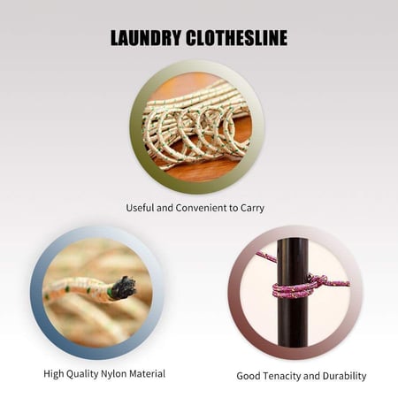 حبل نايلون ملون بطول 15متر متعدد الاستخدامات | متين ومقاوم للتآكل (سمك 6mm)