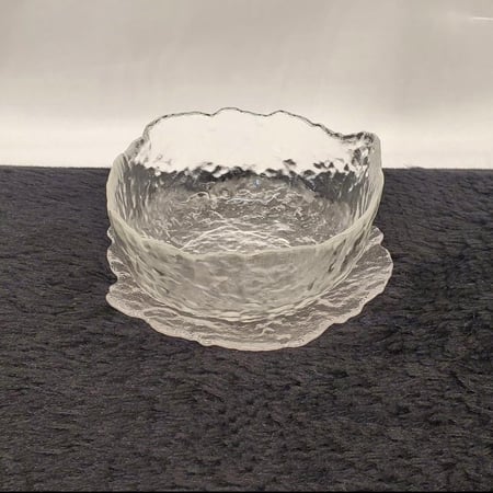 زبدية زجاج مع صحن ( 3 حبات ) شفاف - ارتفاع 6سم