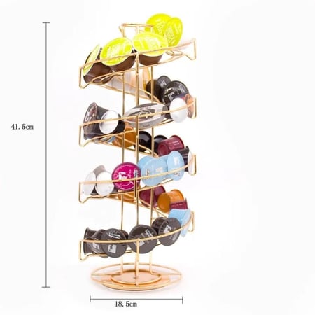 حامل كبسولات بهيكل معدني فاخر وقاعدة دوارة 360 درجة | 40 كبسولة
